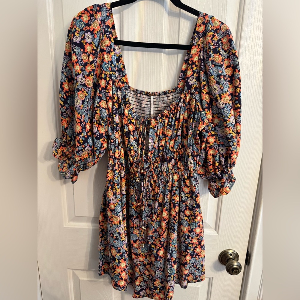 Free People Show Me Love Romper Navy Floral Combo NWT Size L - Picture 6 of 11